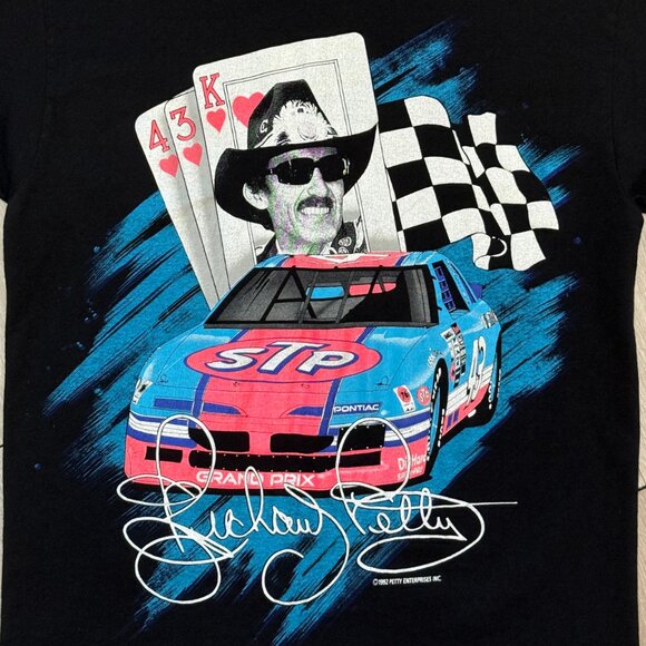 Vintage 1992 Richard Petty STP NASCAR Single Stitch Men's Black T-Shirt Size XL - Picture 3 of 7